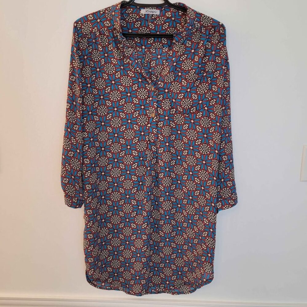 Colourful Blue Red XTaren Tunic Dress Size M